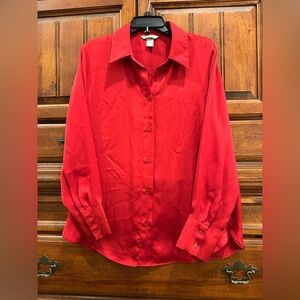 H&M Vibrant Red Silky Shirt Size Large